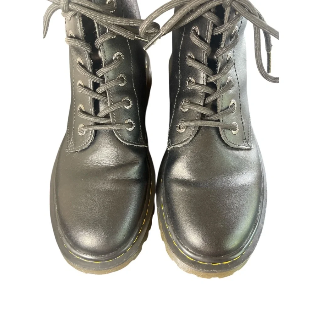 Dr. Martins Luana 7 Eye Combat Boots Black w/Yelllow Stitching Womens Size 9 - Picture 5 of 14